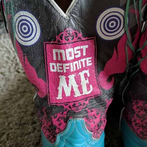 CINCH Edge "QUEENISM" black marbled leather cowgirl western boots square toe sz7 - Picture 12 of 16